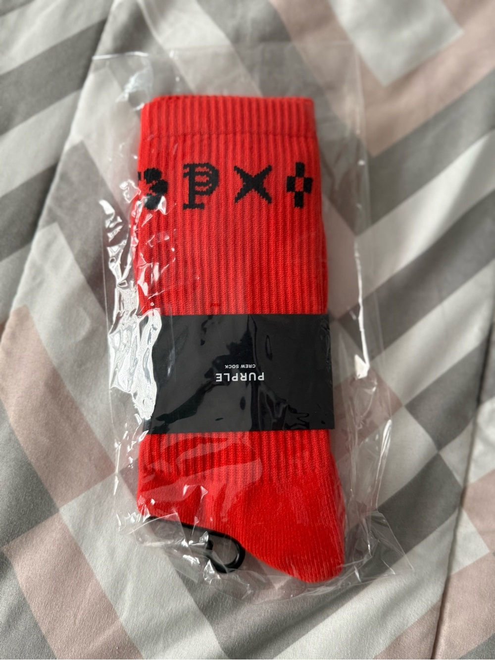 Purple Crew Socks - Red Men's Ribbed Socks